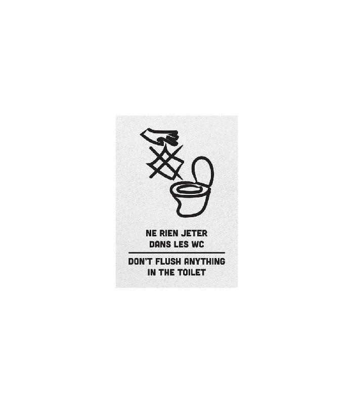 Panneau PVC - Ne rien jeter dans les WC - Don't flush anything in the toilet - Format A6 - Référence: REG148-DFA-B-P_0