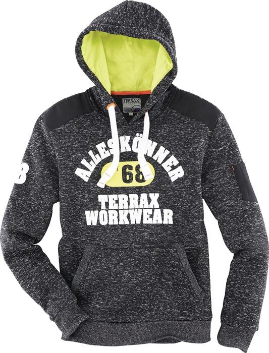 Sweat à  capuche en laine pol. Tricotée Terrax Workwear taille XXXL noir mélangé/limette/orange 100 % PES TERRAX_0