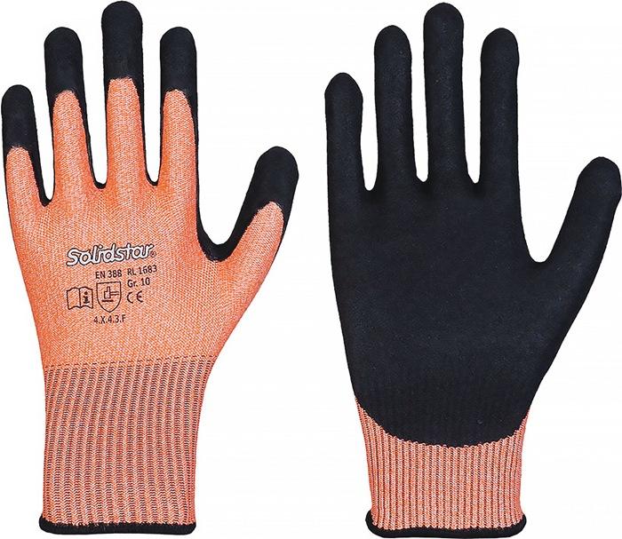 Gant de protection contre les coupures Solidstar 1683 taille 9 orange/noir EN 388 catégorie EPI II HPPE/fib. Acier/fib. Verre/nyl./élasth. 12 paire LEIPOLD_0