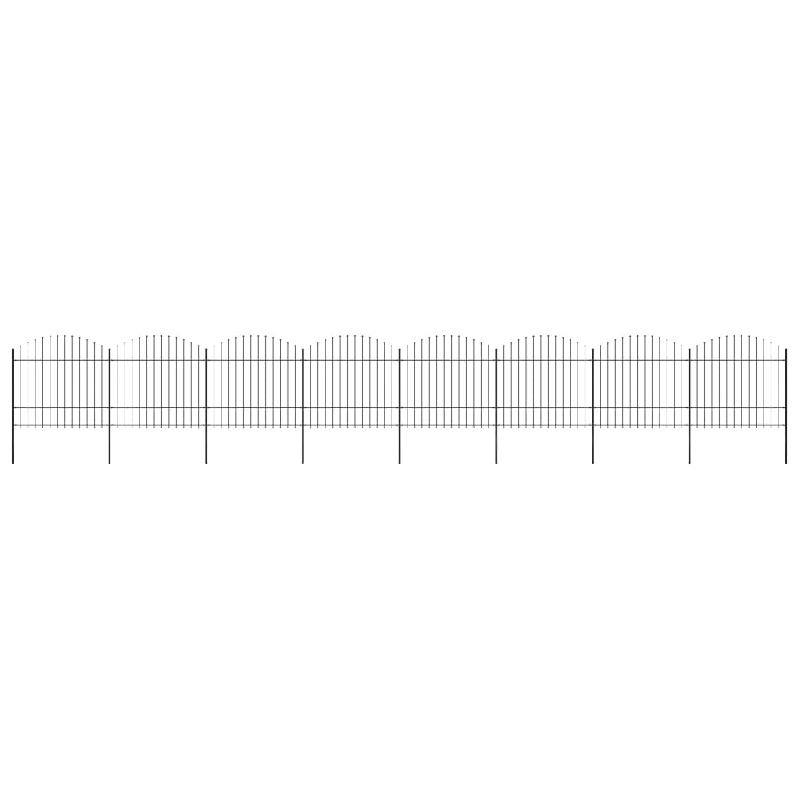Vidaxl clôture de jardin à dessus en lance acier (1,5-1,75)x13,6m noir 277746_0