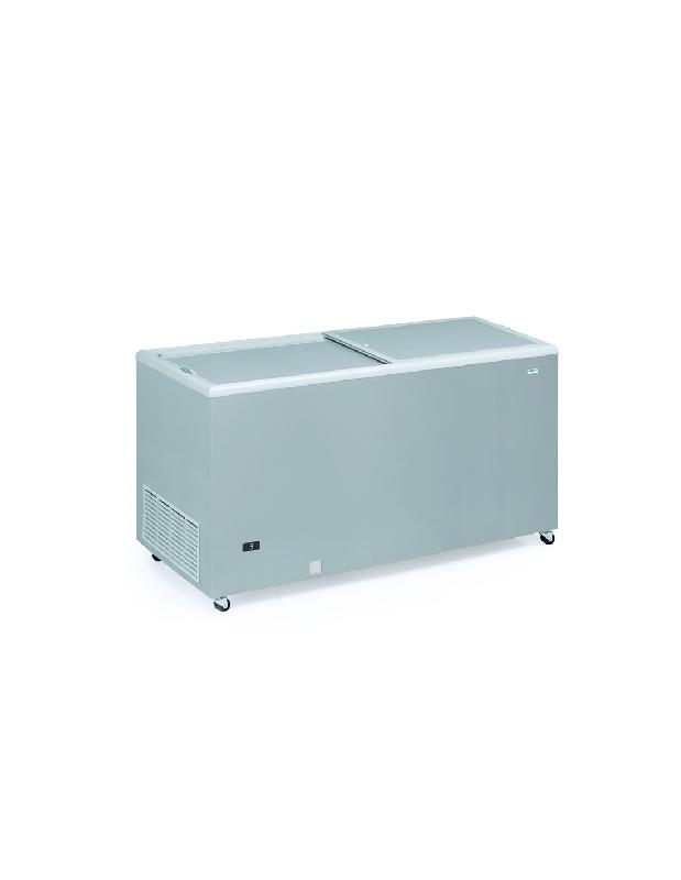 Congélateur bahut ICE500TOS 398 litres aspect inox, portes coulissantes, -9°C à -22°C avec thermomètre digital et alarme de sécurité_0