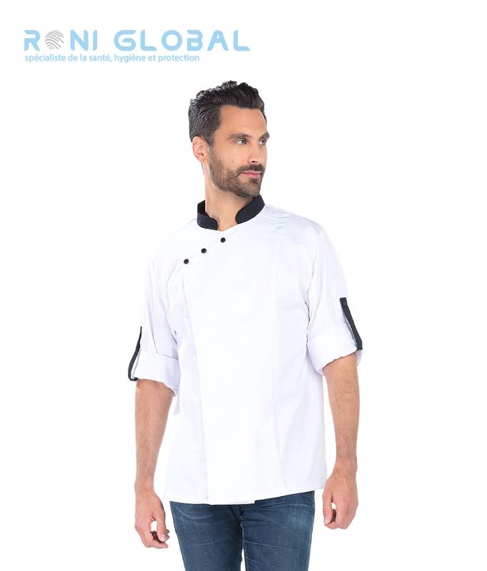 VESTE DE CUISINE HOMME MANCHES LONGUES TRANSFORMABLES EN COTON ET POLYESTER 2 POCHES - FABIO REMI CONFECTION_0