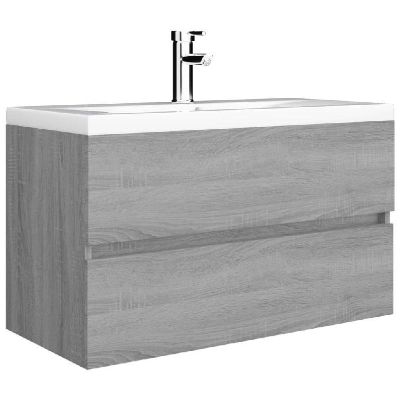 MEUBLE LAVABO AVEC BASSIN INTÉGRÉ 80 X 38,5 X 45 CM GRIS BOIS D\'INGÉNIERIE 02_0006878_0