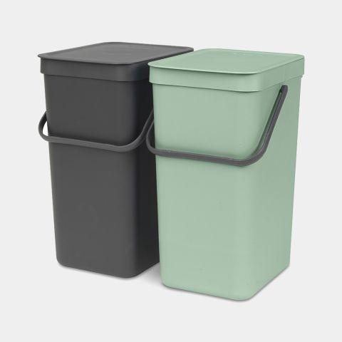 Poubelle encastrable Brabantia Sort & Go Built-in 2 x 16 litres - Jade Green & Grey - Volume M_0