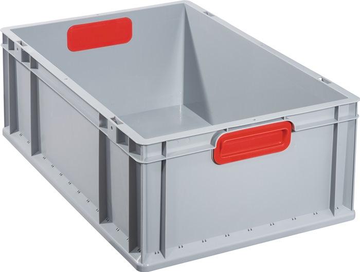 Conteneur de transport gerbables L600xl400xH220 mm gris PP poignée fermée rouge parois latérales fermées ALLIT_0