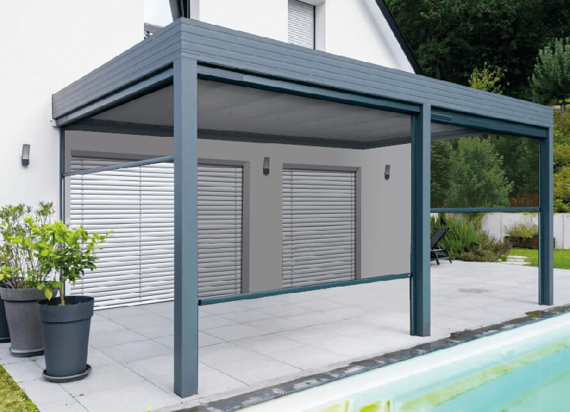 Moustiquaire ZIP Solaire Coffre 105 Électrique Somfy Verticale Extérieur pour Pergola & Véranda Sur Mesure Référence: Moustiquaire ZIP 105 Solaire_0