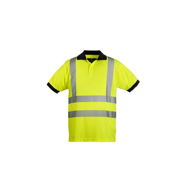 Polo manches courtes - YARD - 100% PES 140g/m2 - Jaune HV/Marine - COVERGUARD | MO70270_0