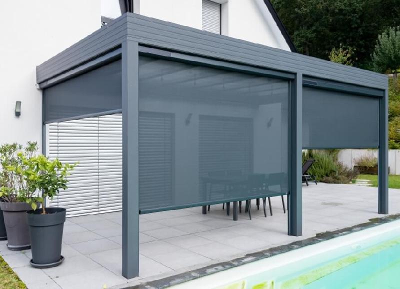 Store Screen ZIP Solaire Coffre 105 Alkenz Micro-Perforé Moteur Somfy Extérieur pour Pergola & Véranda Sur Mesure Référence: Store ZIP105 Alkenz SomfySolaire_0