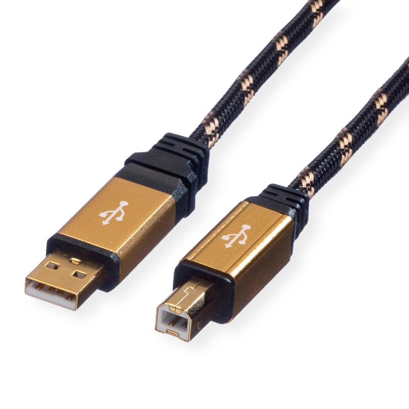 Roline gold câble usb 2.0, type a-b, 1,8 m_0