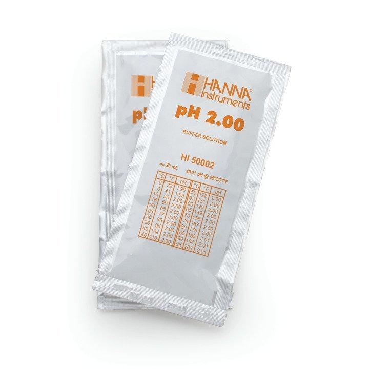 Solution tampon pH 2,00, ±0,01 pH, certificat d'analyse, 25 sachets de 20 mL - HI50002-02_0