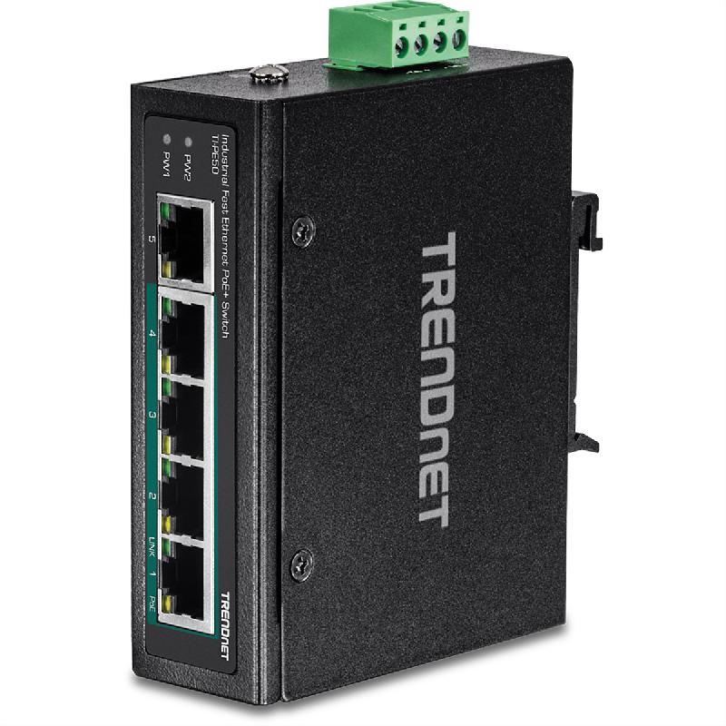 TRENDnet TI-PE50 Switch Rail DIN Fast Ethernet PoE+ industriel à 5 ports_0