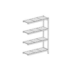 Distform Rayonnage en Acier Inoxydable d'Angle Clayettes Perforées 6020 à 6520 mm 4 Niv P500 ' Acier inoxydable 6420x500x5 - 641094709389_0