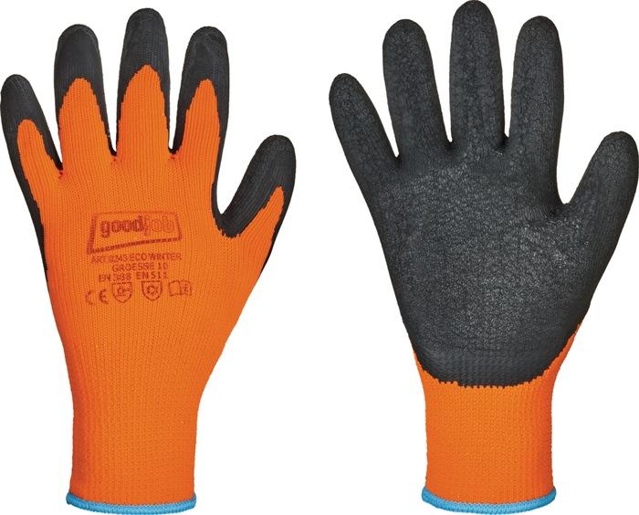 Gant de protection contre le froid Eco Winter taille 11 noir/orange EN 388, EN 511 catégorie EPI II polyester/latex rétrécissant 12 paire GOODJOB_0