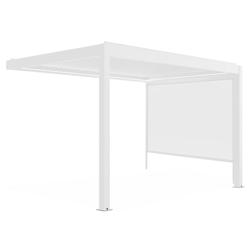 Oviala Business Pergola bioclimatique adossée et motorisée éclairée 3x4m et 1 store - Oviala - blanc aluminium 110443_0