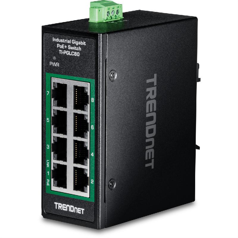 TRENDnet  TI-PGLC80 Mini switch Rail DIN PoE+ Gigabit industriel à 8 ports_0