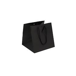 Sac luxe Middle Cube kraft noir poignées cordelières 20+20x20cm par 200 - Gimex - noir 3700481685822_0