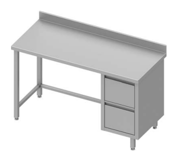 Table de travail inox adossée avec deux tiroirs  à droite sans étagère 1500x700x900 - 930257150_0