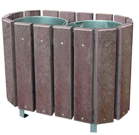 Poubelle publique Corbeille Alloa Bi Flux - plastique recyclé - 2 x 48 litres - avec ou sans couvercle_0