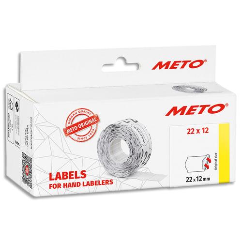 Meto boîte de 6 rouleaux étiquettes meto 22x12mm blanches sinusoïdales adhésif permanent_0