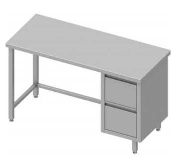 Table de travail inox centrale avec deux tiroirs  à droite sans étagère 1100x700x900 soudée - 932727110_0