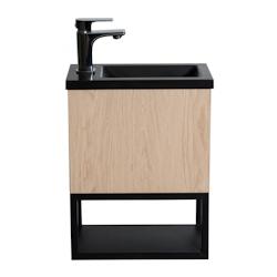 Meuble lave-mains NOVA décor chêne suspendu - noir 3760232696286_0