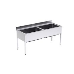 Distform Plonge en Inox avec Bâti 2 Bacs Grande Capacité Gamme 700 - 0641094511548_0