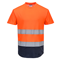 Tee-shirt mesh bicolore orange marine c395, xl_0
