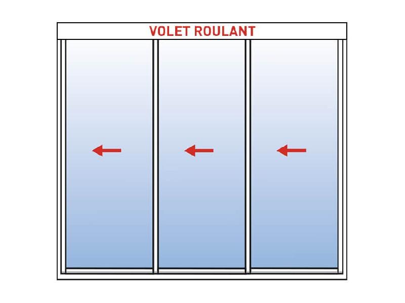 Baie Coulissante Alu 3 Vantaux KAWNEER (Ouvrant Principal Droit et Sens d'Ouverture vers la Gauche) + Volet Roulant Intégré - Référence: Coul Alu 3 vtx sens gauche + VRI_0