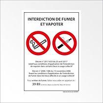 Panneau - Interdiction de fumer et vapoter  - 150 x 210 - Vinyle souple autocollant - Lot de 4_0