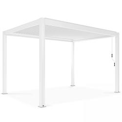 Oviala Business Pergola bioclimatique autoportée blanche 3x4m - blanc aluminium 108488_0