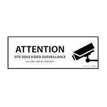 Panneau d'information - ATTENTION Site sous vidéo-surveillance - avec décret   - 450 x 150 - Vinyle souple autocollant - Blanc - Lot de 2_0