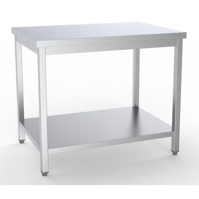 Table inox de travail avec étagère démontable profondeur 700mm longueur 800m - 7333.0076_0