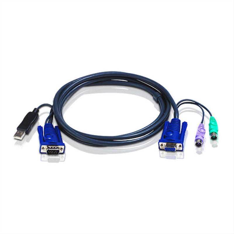 Aten 2l-5506up câble kvm vga usb ps/2, noir, 6 m_0