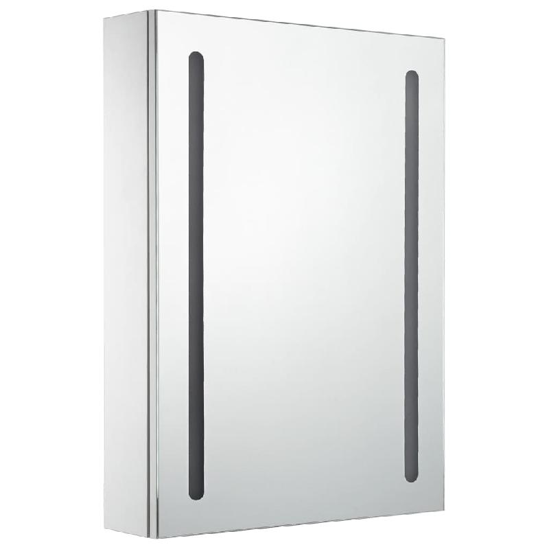 ARMOIRE DE SALLE DE BAIN À MIROIR LED 50 X 13 X 70 CM BLANC ET ARGENTÉ 02_0006563_0