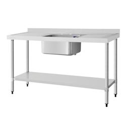 Plonge un bac double égouttoir Vogue 1500mm - inox DY826_0