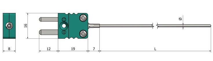 Thermocouple chemisé - Sortie connecteur miniature - TM10_0