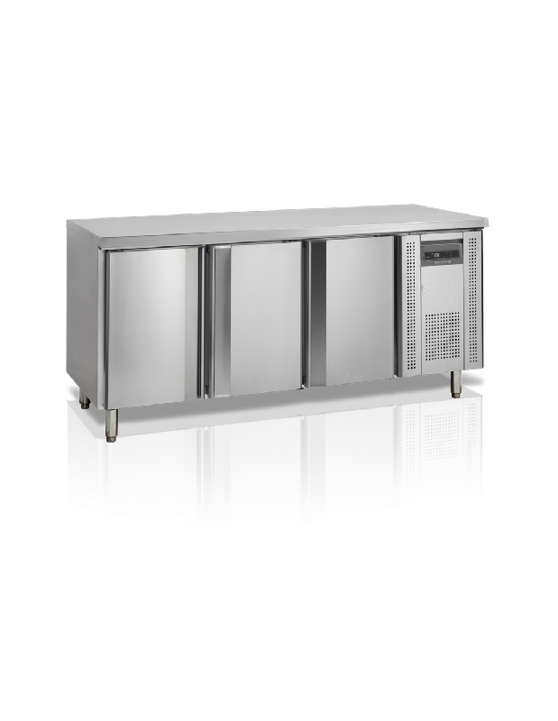 Desserte réfrigérée négative 3 portes centrale TEFCOLD - Réf : CF7310/-SP - Inox AISI304 - Groupe logé tropicalisé - Evaporateur ventilé - Volume 402 litres_0