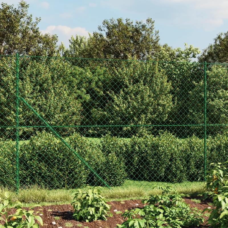 Vidaxl clôture à mailles losangées avec piquet d'ancrage vert 1,8x25 m 153933_0