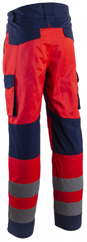 Pantalon - 60% CO/40% PES 270g/m2 + Zones stretch - Rouge HV/Marine - Référence : 5HBP130_0