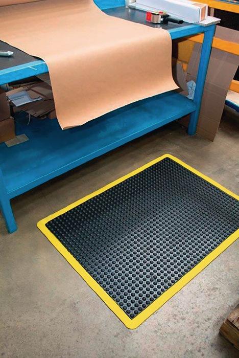 Revêtement de sol du poste de travail tapis fini L1200xl.900xép.14 mm noir/jaune SBR-caoutchouc COBA_0