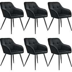 TecTake GmbH tectake Chaise MARILYN en velours - noir/noir, Lot de 6 -405766 - noir 405766_0