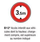 Signalisation d'interdiction et de fin d'interdiction type b12*_0