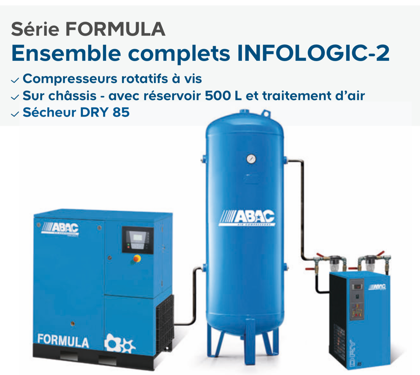 Ensemble complet de compresseur rotatif à vis série FORMULA marque ABAC 22KW_0