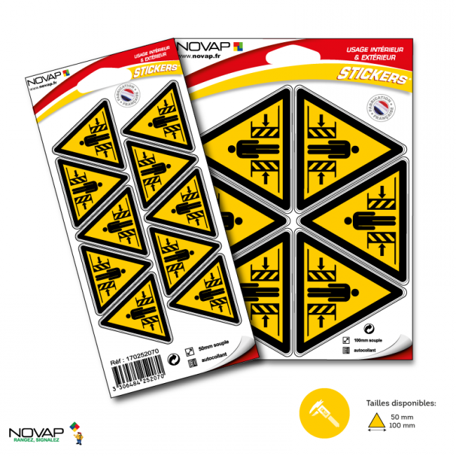 Planches de 10 panneaux adhésifs triangles 50x50x50 mm dangers - PADTPN-NV01/DECR_0