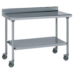 Tournus Equipement Table inox adossée sur roues avec étagère inférieure fixe longueur 1600 mm Tournus - 464995 - plastique 464995_0