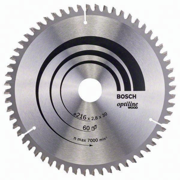 Lame pour scie circulaire D. Ext. 216 mm nombre de dents 60 WZ/N perçage 30 mm l. De coupe 2,8 mm HM BOSCH_0