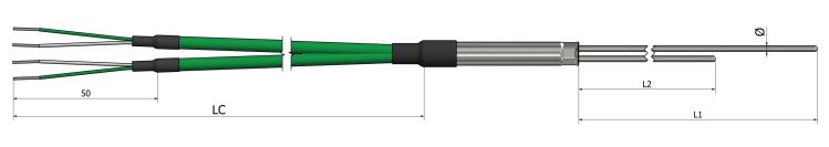 Thermocouple chemisé multipoints avec sortie câbles de prolongation - TM25_0