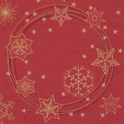 DUNI Serviette 33x33cm 3 plis Star Shine Rouge - rouge 200856_0