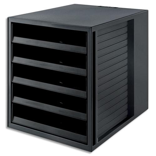 Han module de classement 5 tiroirs ouverts. Jusqu'au format a4+. Dim (lxhxp): 27,5x32x33 cm. Coloris noir_0