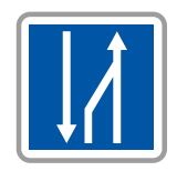 Panneau de signalisation indication: Fin d'un créneau de dépassement à trois voies - C30_0